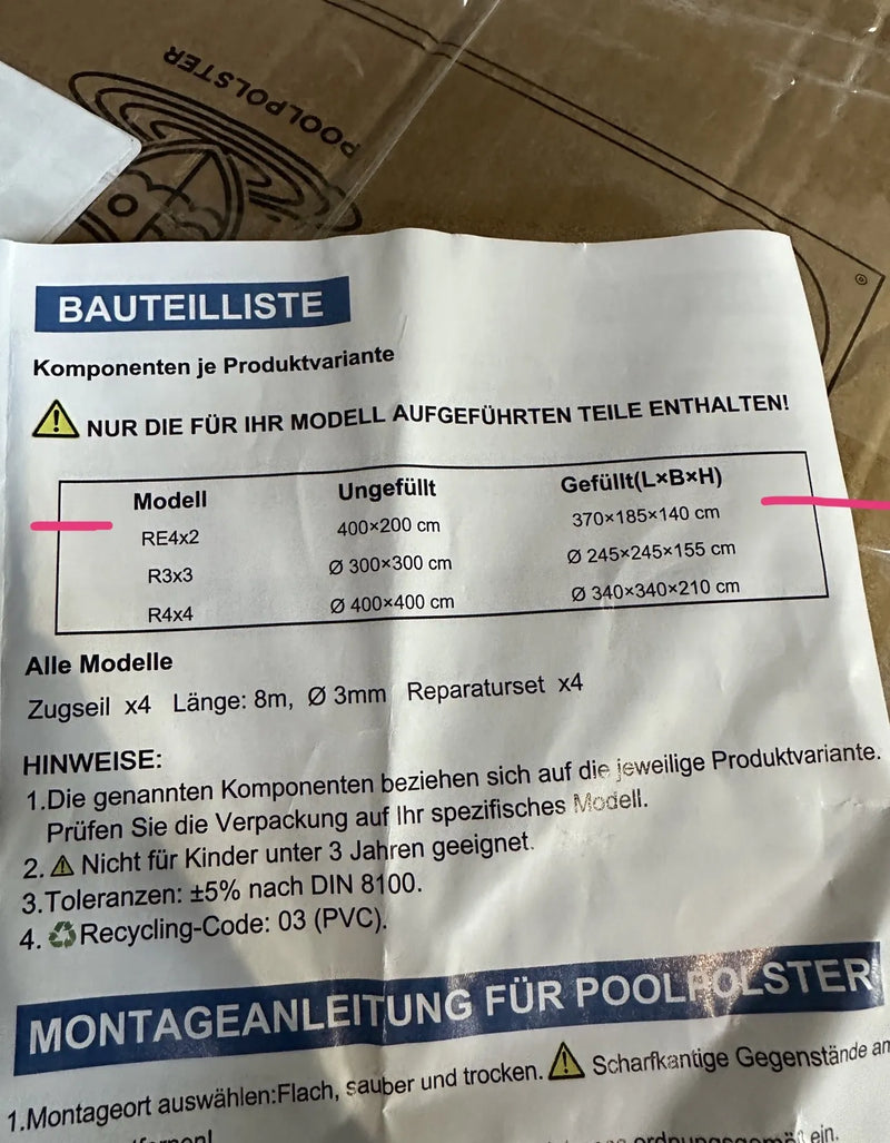 Cojín de piscina de invierno