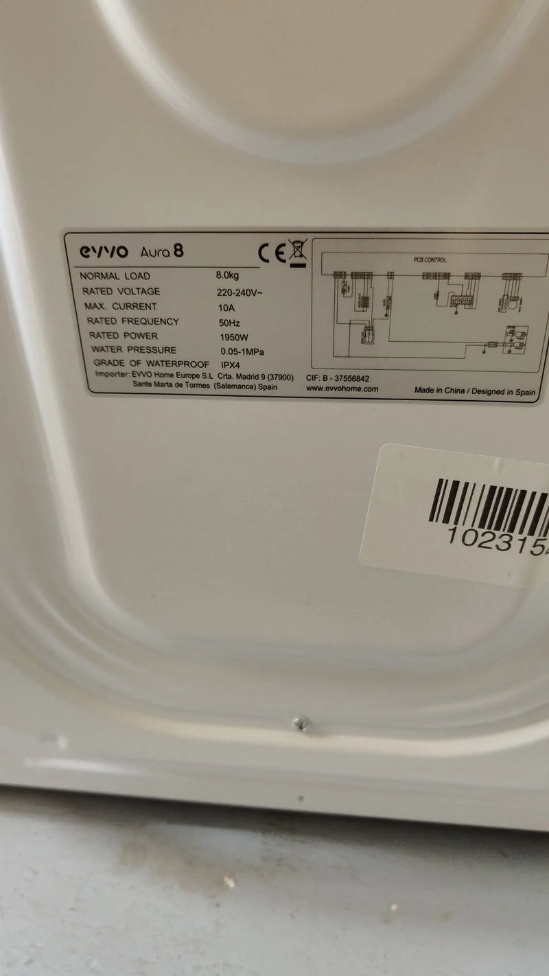 Lavadora Integrable 8kg, Vapor, Eficiciencia Clase A