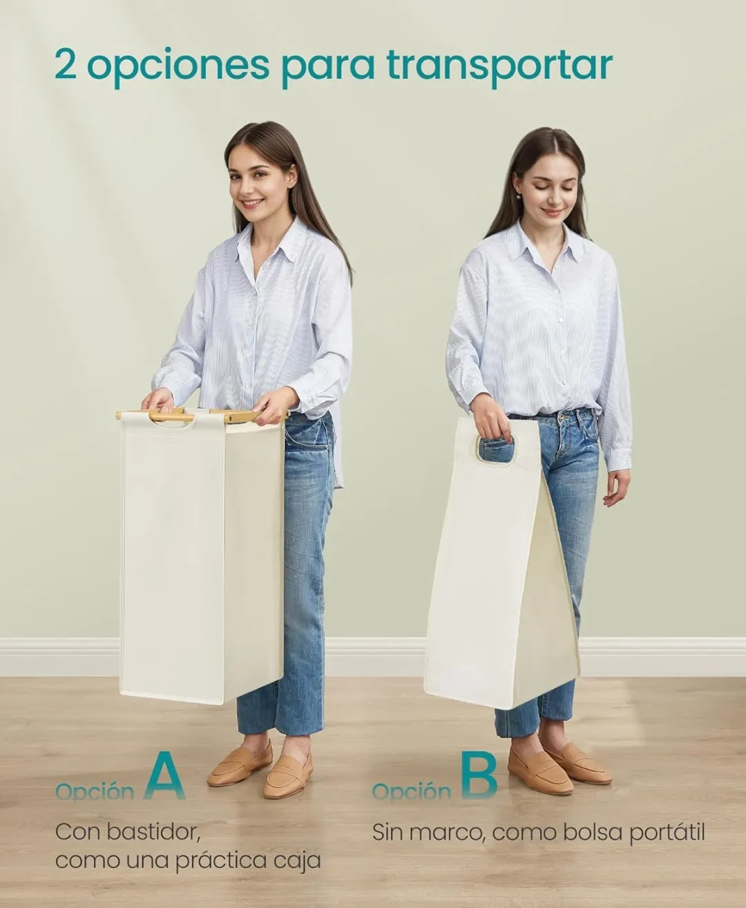Cesto para ropa sucia de 2 compartimientos