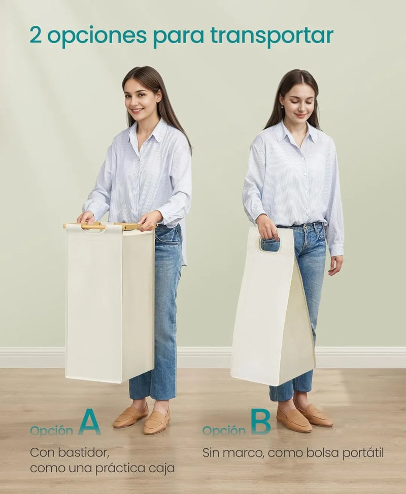 Cesto para ropa sucia de 2 compartimientos