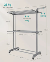 Tendedero plegable de 3 niveles con ruedas