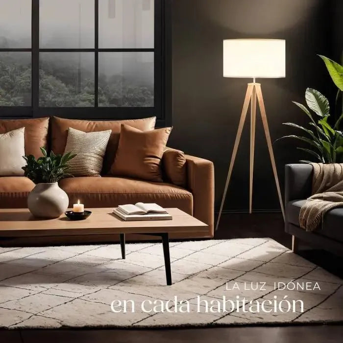 Lámpara de pie de madera roble