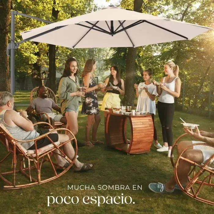 Parasol color beige de 300cm con pedal