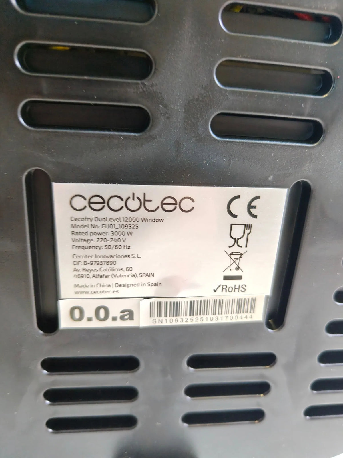 Freidora de aire 12L - CECOTEC