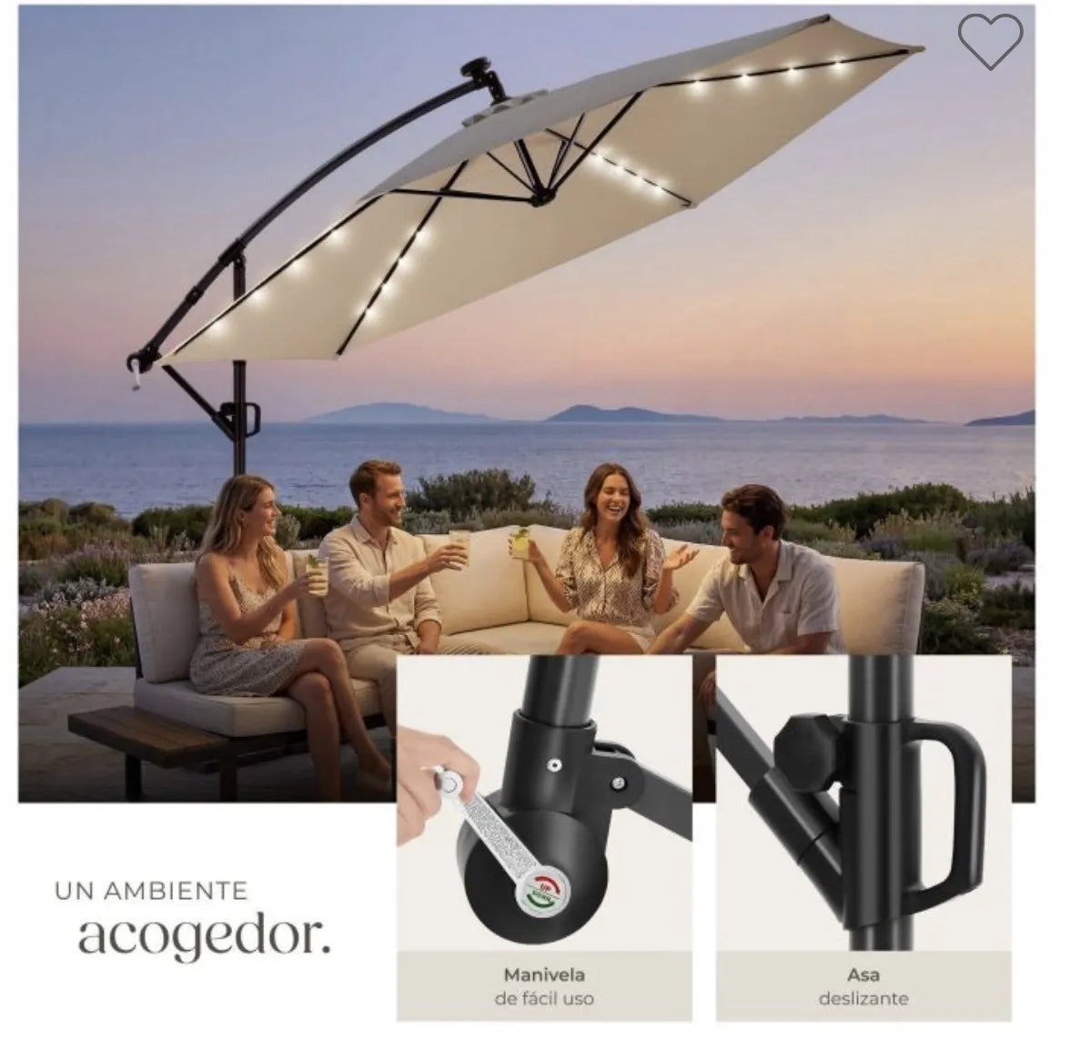 Parasol con luces led