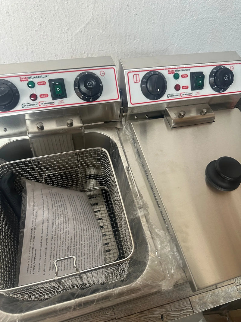 Freidora eléctrica de doble cuba