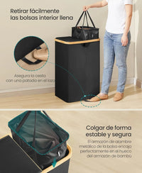 Cesto de ropa sucia de 2 compartimentos