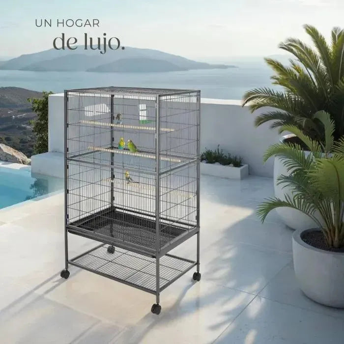 Jaula para pájaros con ruedas