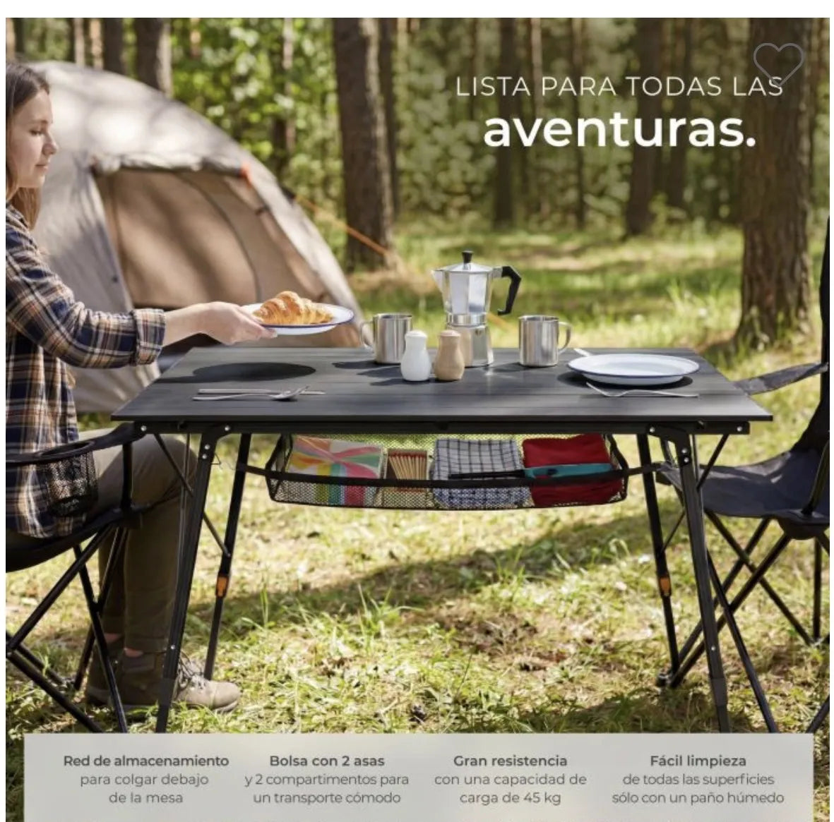 Mesa de camping de aluminio