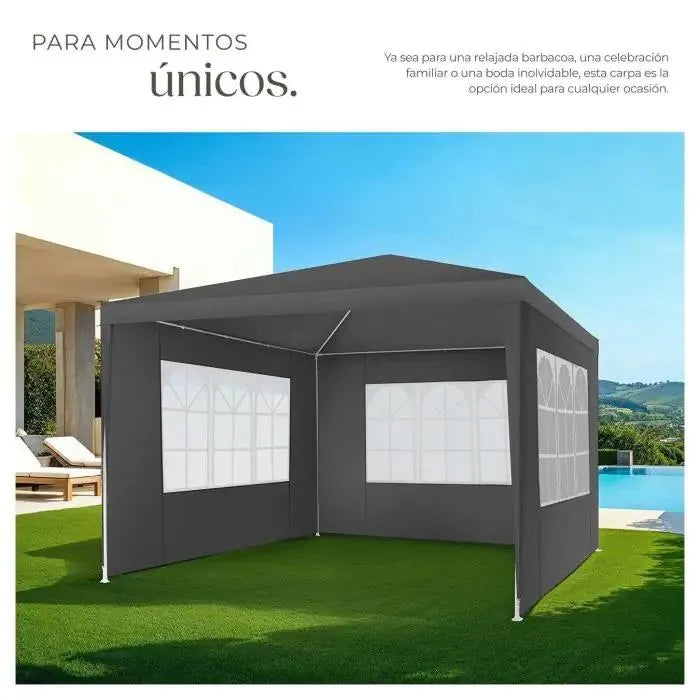 Carpa con paredes apta a intemperie