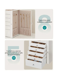Caja Joyero de 6 Niveles, Caja para Joyas con 5 Cajones
