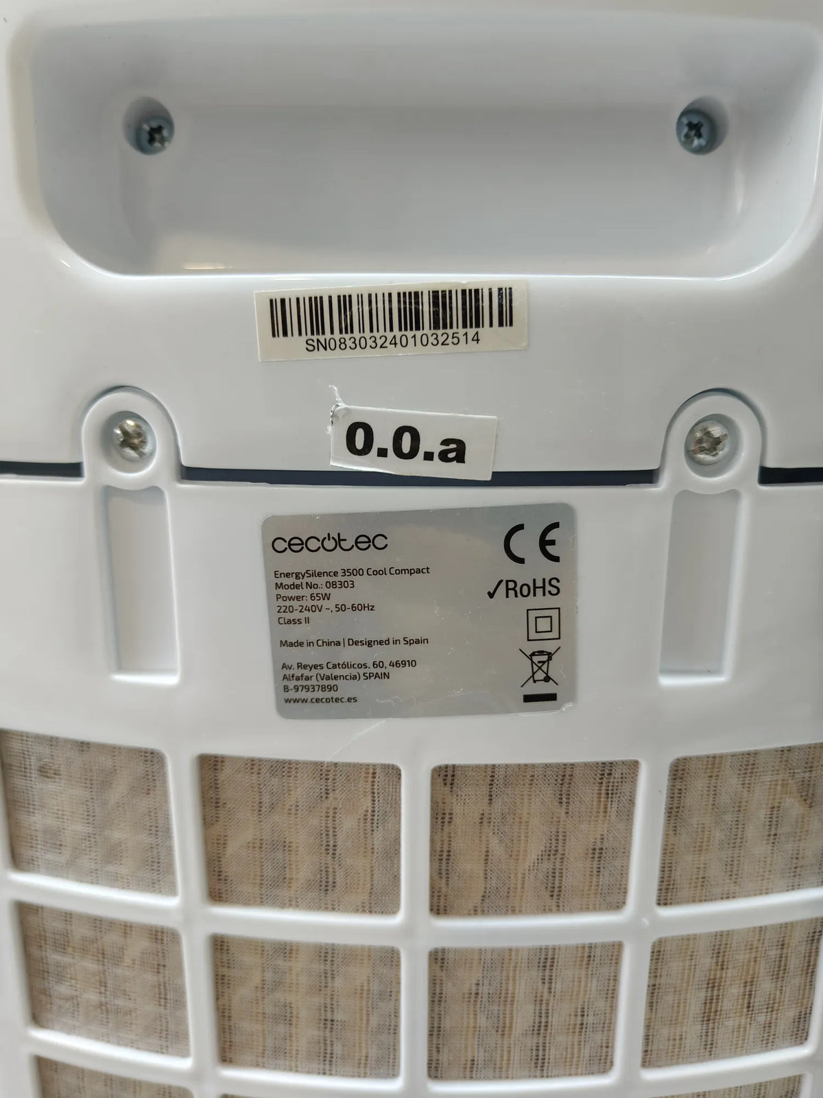 Climatizador Evaporativo EnergySilence 3500 Cool Compact. 65 W, Depósito 3,5 L
