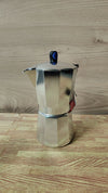 Cafetera italiana de inducción, aluminio, color plata, 9