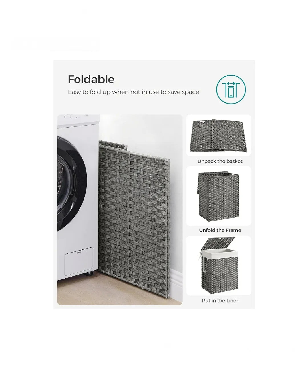 Cesto de ropa con tapa, 90 L