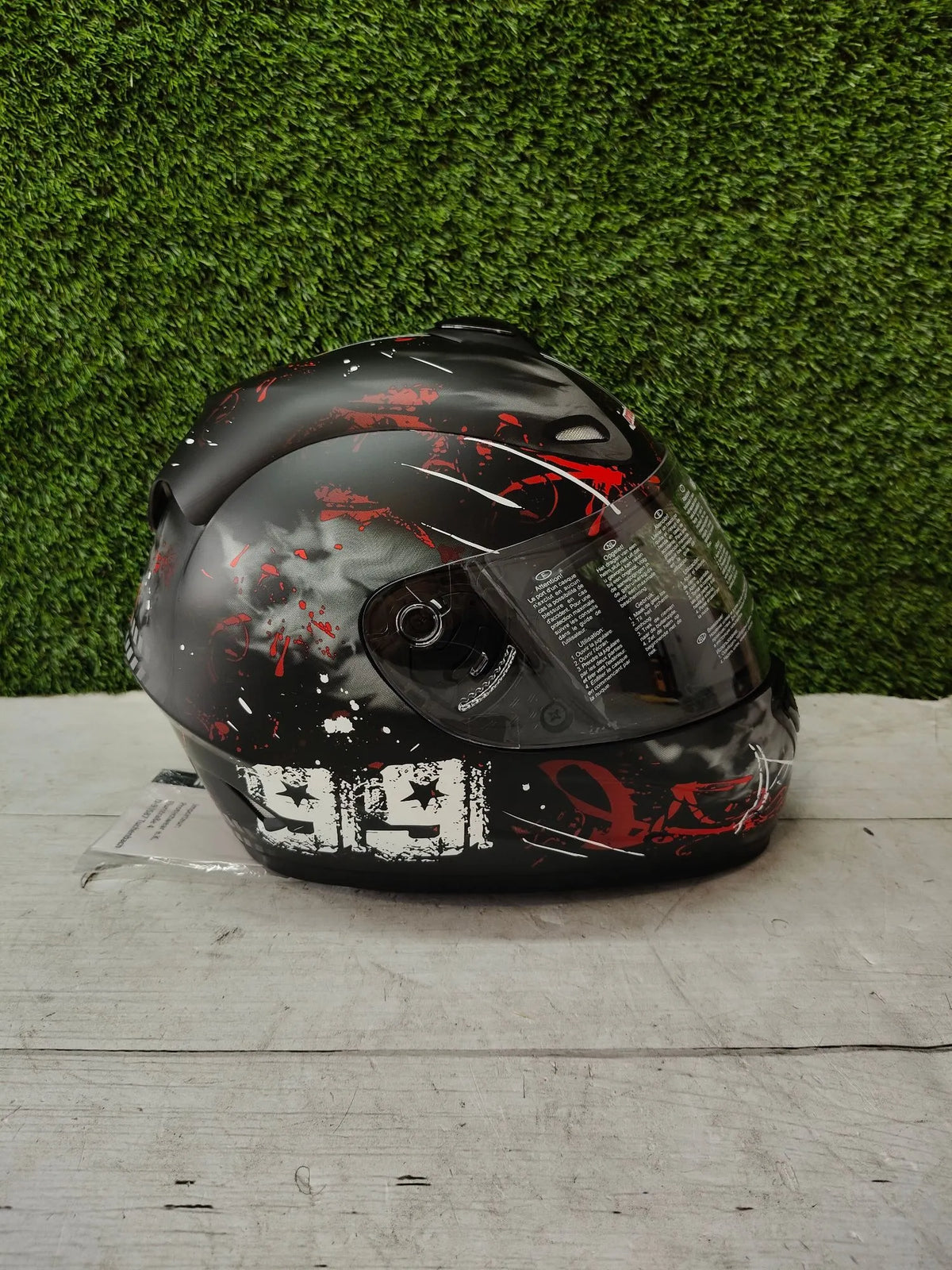 Casco de Moto Negro Gris Mate con Visor FS-801-99