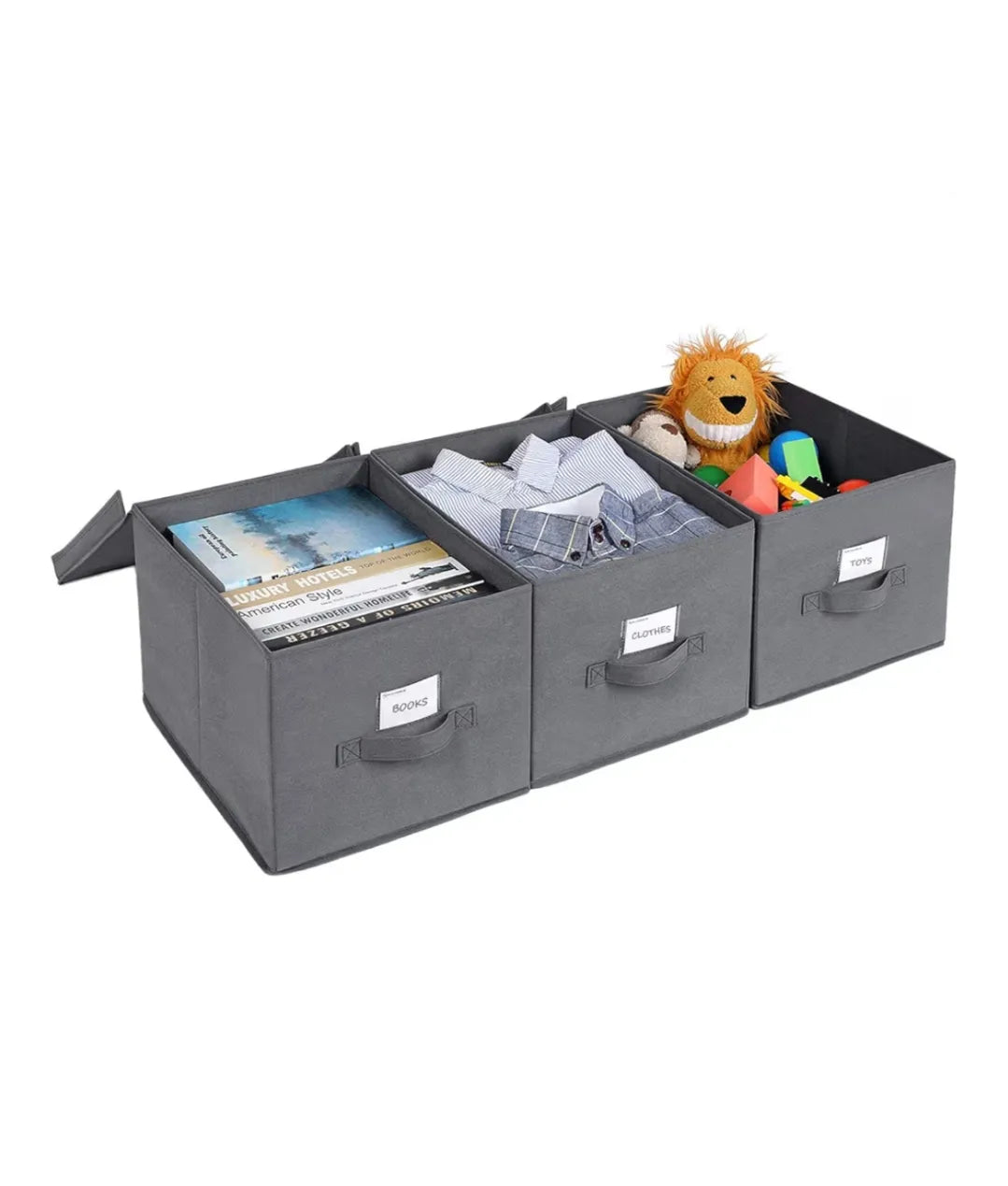 Juego de 3 cajas de almacenamiento plegables con tapas,