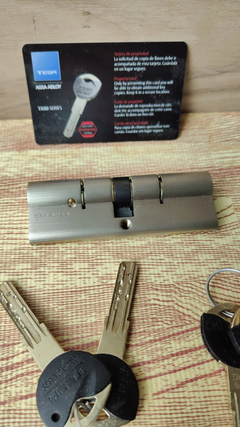 Cilindro europeo TX80, 85 x 30 mm, compatible con cerraduras